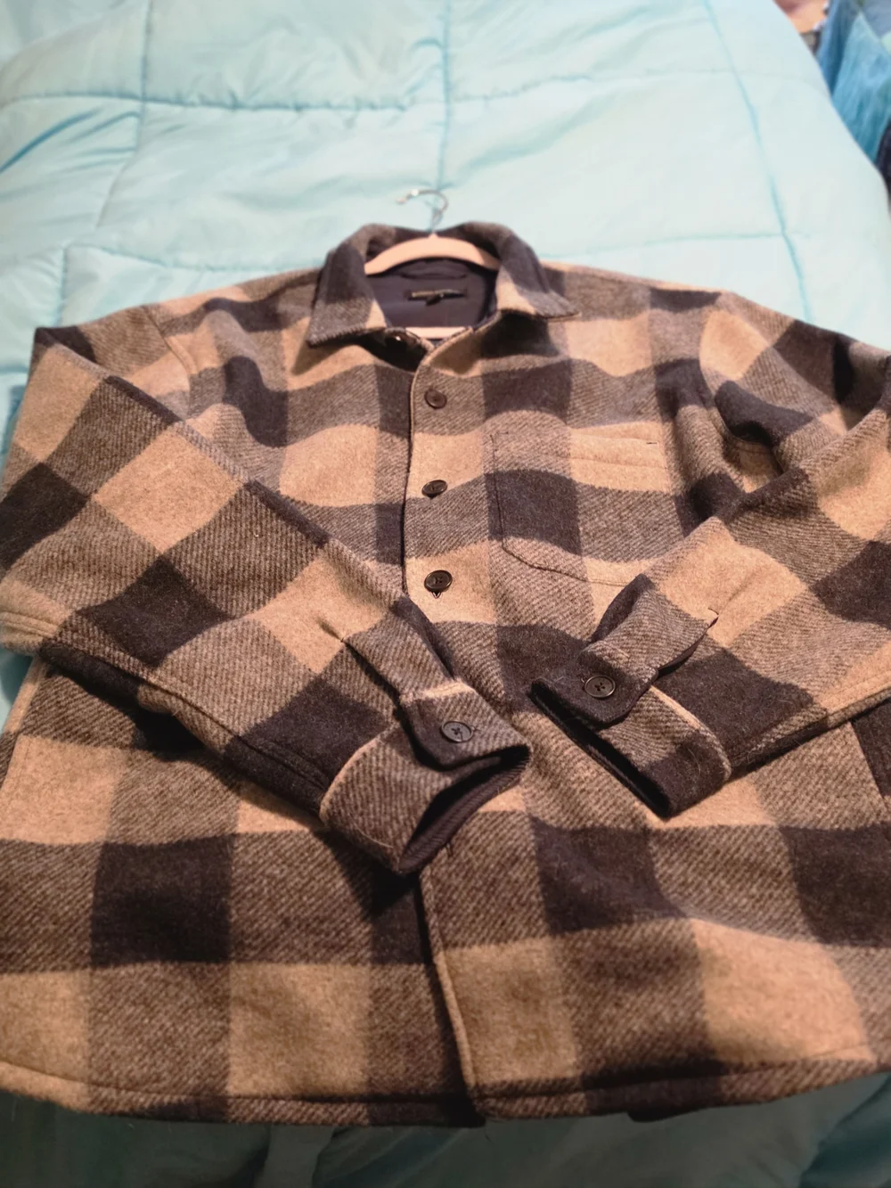 Banana Republic Men's Grey & Black Plaid Button-Up Jacket